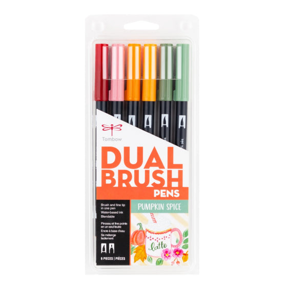 Tombow Dual Brush Pen Art Markers Pumpkin Spice 6-Pack