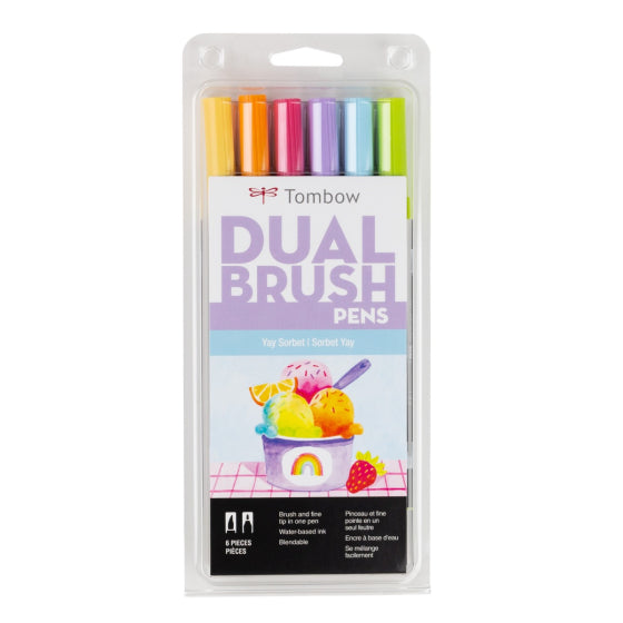 Tombow Dual Brush Pen Art Markers Yay Sorbet 6-Pack
