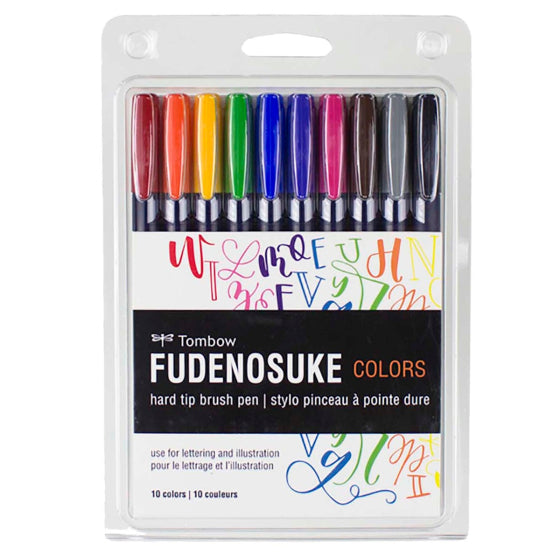 Tombow Fudenosuke Brush Pen Set Colors 10-Pack
